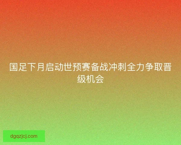 国足下月启动世预赛备战冲刺全力争取晋级机会
