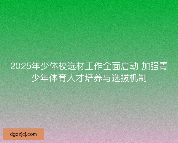 2025年少体校选材工作全面启动 加强青少年体育人才培养与选拔机制 2025年少体校选材工作全面启动 加强青少年体育人才培养与选拔机制