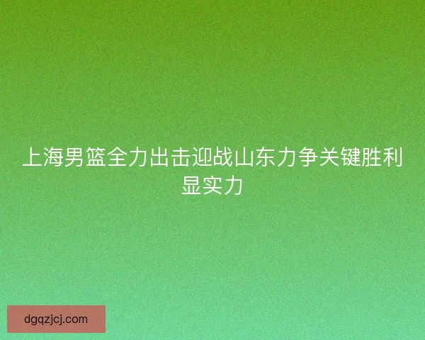 上海男篮全力出击迎战山东力争关键胜利显实力 上海男篮全力出击迎战山东力争关键胜利显实力